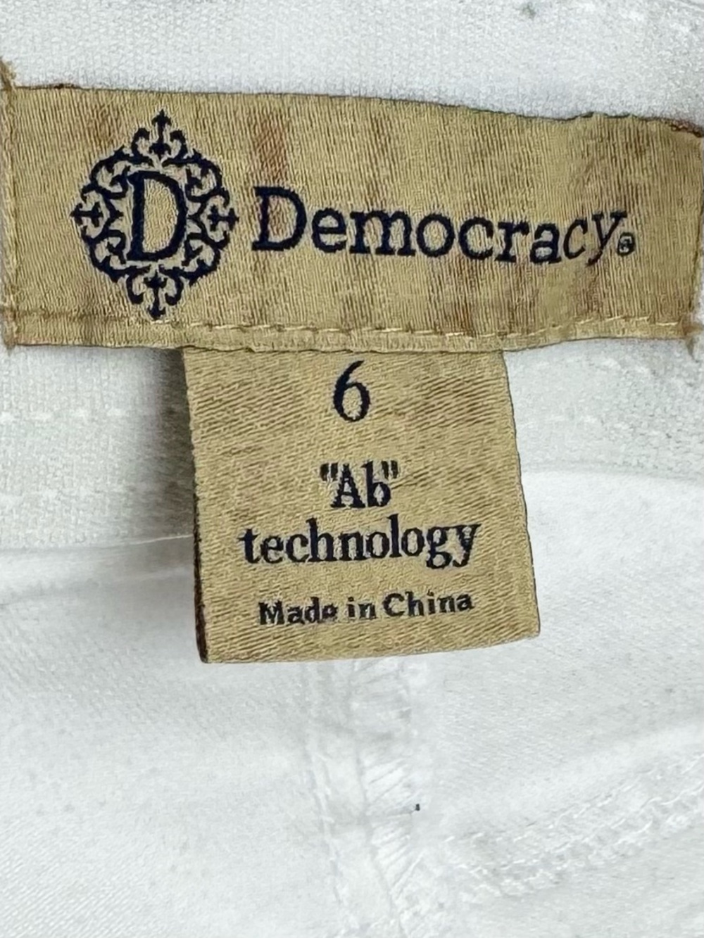 Democracy “Ab”Technology White Cropped Slim Straight Leg Jeans 6 Raw Hem Ankle - Picture 3 of 6